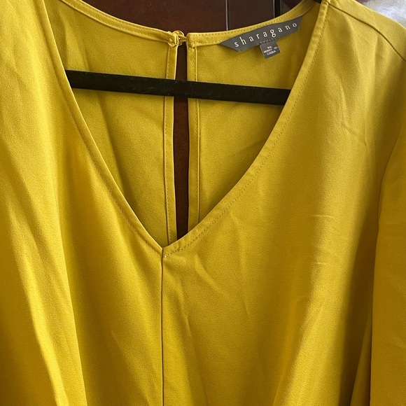 Sharagano Yellow Button Back Tie Front Dress - Size 14 - Picture 2 of 5